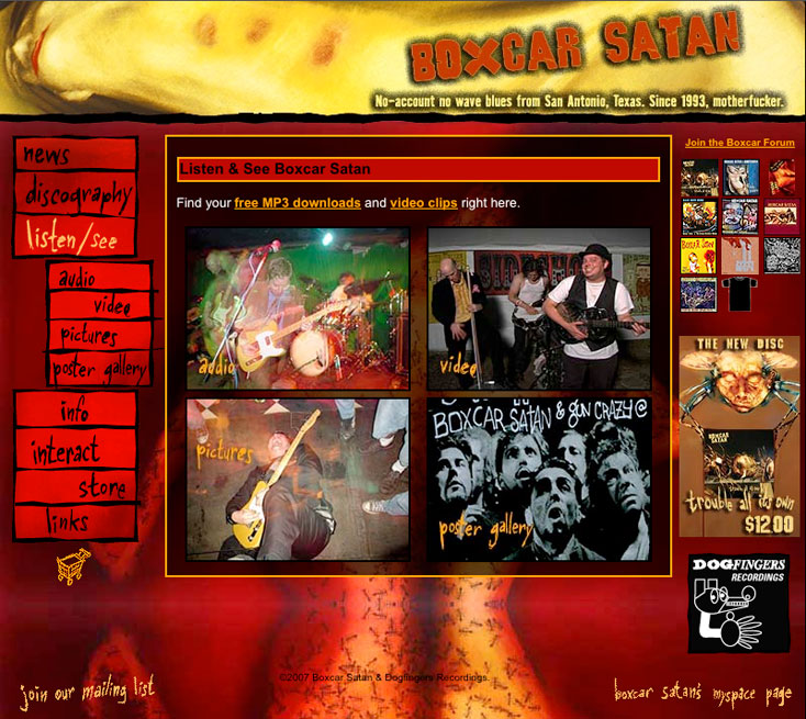 Boxcar Satan "Listen/See" Page