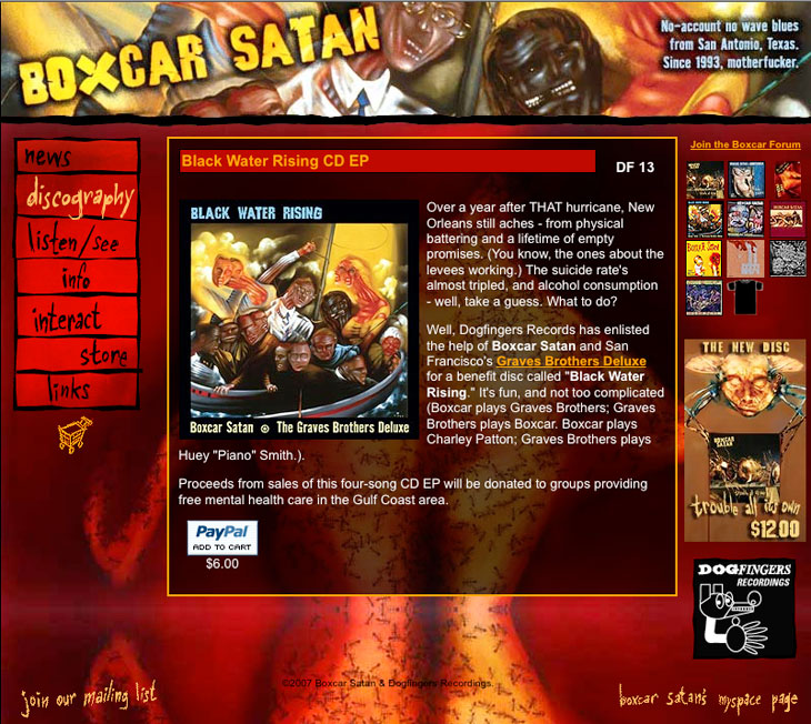 Boxcar Satan Individual Disc Page